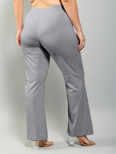Plus Size Bell Bottom Lightweight Trouser for Women | Boot Cut Pants for Office Wear Dark Grey 2