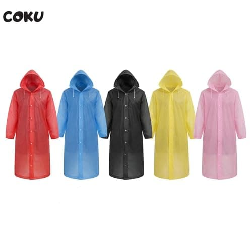 coku Waterproof Raincoat for Men & Women with Hood, lightweight long reusable rainwear, plastic rain jacket designed for travel, riding, outdoor use (Universal Size,1 Pc, Random Color) 3