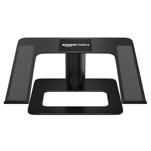 amazon basics Aluminium Laptop Riser Stand | Height Adjustable | Heat Dissipation | Universal Compatibility (Black) 3