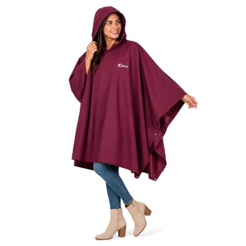 Colca Rain Poncho for Women | Waterproof | Heavy Duty | Reusable | for Camping | Trekking | Hiking | Army | Urban Use | Maroon
