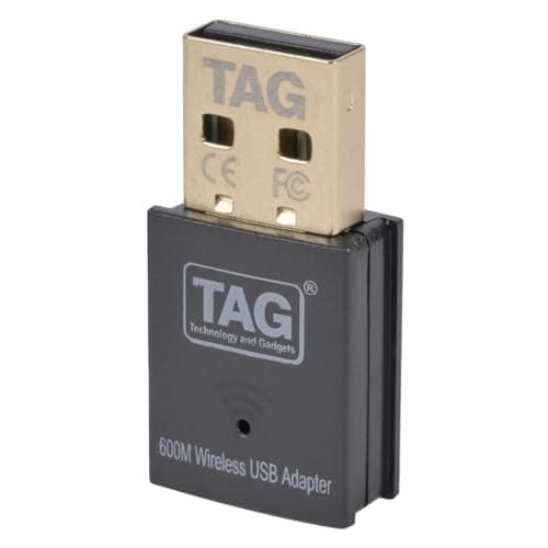 TAG Dualfi 600Mbps Dual Band WiFi USB Adapter for PC/Laptop/Desktop | 2.4GHz + 5GHz Wireless Dongle | USB 2.0 | Plug & Play | Soft AP Mode | WPA/WPA2 Secure | 433Mbps + 150Mbps Speed | Black