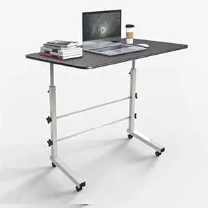 TEKCOOL Multi-Purpose Sofa Side Height-Adjustable Laptop Table with Docking for Tablet, Study Table, Portable, Ideal for Work from Home, DIY Table, Easy to Assemble (Black-White)