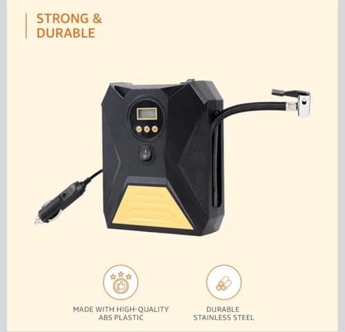Niralasa Portable DC Digital Tyre Inflator 12V, 150 PSI with Digital Pressure Gauge & LED Light | Fast Inflation Air Compressor Pump for Car, Bike, and Sports Equipment | Compact metal 3