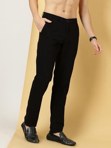 Thomas Scott Men's 100% Cotton Slim Fit Casual Chino Trouser (Black, 36) 3