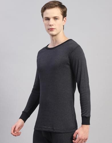 Monte Carlo Mens Solid Black Round Neck Full Sleeve Thermal Vest (6240BM5BL-0-36) 2