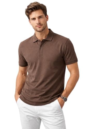 SPORTKING Mentor Men’s Solid Polo T-Shirt | Half Sleeve Regular Fit Cotton Blend Polo with Classic Collar & Button Placket | Casual Wear | Coffee | L