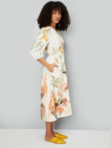 Max Kalki x Floral Print A-line Midi Dress(Multicolour_L) 3