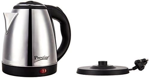 Prestige Electric Kettle PKOSS - 1500watts, Steel (1.5Ltr), Black & PSMFB 800 Watt Sandwich Toaster with Fixed Plates, Black Combo 4