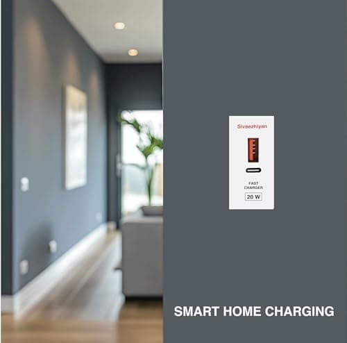 SmartHome Fast Charging Wall Charger Dual Port USB Type C Adapter Modular Socket Power Socket with USB for Modular Switch Board & Wall Socket – White (Pack of 1) 3