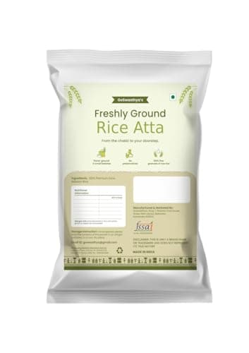 GOSWASTHYA Freshly Ground Rice/Chawal Flour Atta | 100% Stone Ground | Preservative-Free | 1000 GM