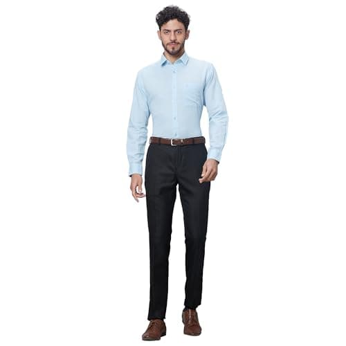 Raymond Men's Slim Fit Cotton Linen Blend Full Sleeve Regular Collar Solid Pattern Light Blue Casual Shirt (Size: 39)-RCSQ01838-B1 5