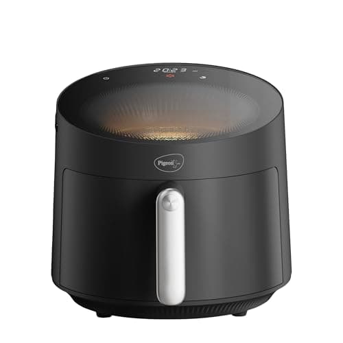 Pigeon By Stovekraft STELLAR Air Fryer Large 5.5L | 1500W BLADELESS Airfryer | Unique See Through Top View Glass | 360 Airwhirl Technology | Digital Touchscreen | 8 PRESETS Menu | Shake Feature, Black