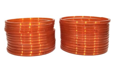 Tanush Women’s Plain Glass Bangle Set Traditional Bangles Chudi Set For Daily Wear Party And Festive Use (Pack Of 24) (Orange, 2.4) 2