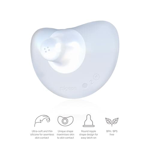 Pigeon Natural Feel Silicone Nipple Shield Size 1 (Below 13 mm) | Ultra Soft BPA & BPS Free | Butterfly Shape for Easy Latch | Ideal for Flat & Inverted Nipples | Comfortable Breastfeeding Support 2