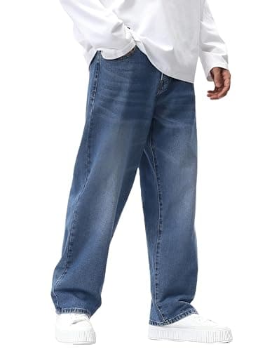 Ben Martin Light Blue Men Jeans || Baggy Fit Jean's for Man || Loose Fit High Rise Denim || Stretchable Casual Wear Jean,s || Dance Rap Rapping Style Pant for Men || Denim Cotton Jeans 32 (0) 2