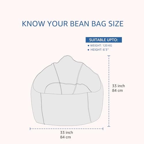 Amazon Brand - Solimo Premium Faux Leather Muddha Bean Bag Filled with Beans | High-Density Beans for Comfortable Seating | Capacity : Up to 6 Ft 3 In Height, 120 Kg, 4 XL | Brown & Orange 2