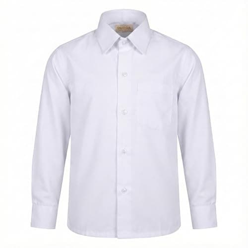Durga Uniform & Stationers Unisex White School Uniform Shirt | Full Sleeves |100% Cotton | Regular Fit (in, Age, 2 Years, 4 Years, Regular)