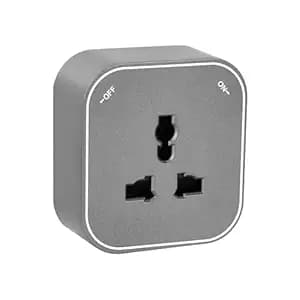 Power Track Socket | Smart Home Gadgets | Electrical Sliding Wall Outlet for Kitchen Office | with Blue Led Ring | Movable Rail Outlet with ABS (3-pin Square (Grey))