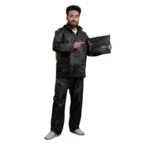 Duckback Men's Raincoat Pant Style Waterproof Rainsuit with Jacket (BLACK, 3XL) 3