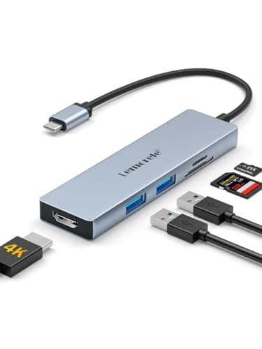 Lemorele USB C Hub 5 in 1 with 4K@30Hz HDMI Port, Space Aluminum Type C Hub Adapter, 2 USB, SD/TF, for MacBook Pro/Air, Windows System (Requires DP Alt Mode Support)