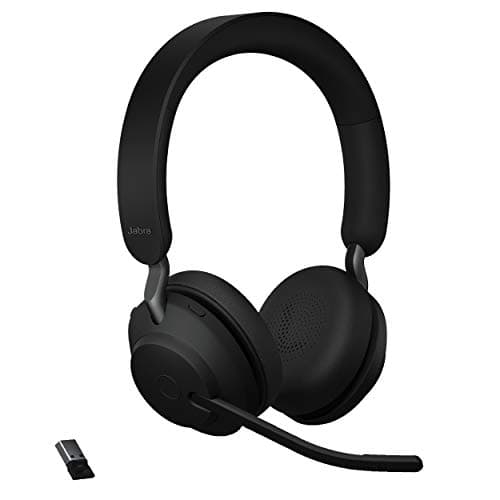 Jabra Evolve2 65 MS Stereo Wireless Bluetooth Headset with Link380/390a USB-A Adapter, 3-Mic Call Technology, 37 Hours Battery, Busylight, Microsoft Teams Certified – Black
