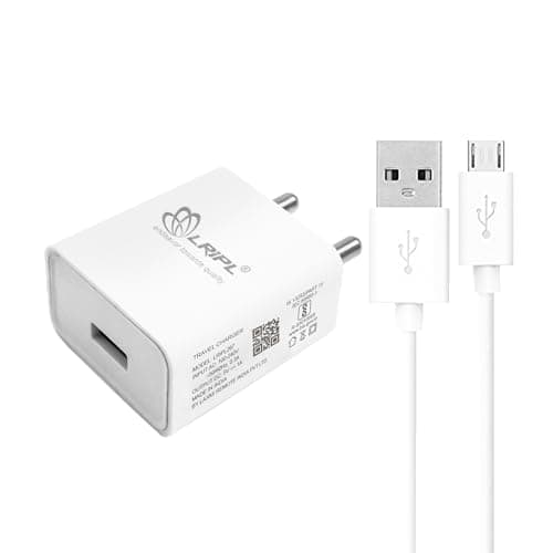 LRIPL 5V 1A USB Charger with Micro USB Data Cable – Compact Single Port Wall Adapter for Mobile Phones, Bluetooth Devices, Smartwatch, Earphones & Small Gadgets (White)