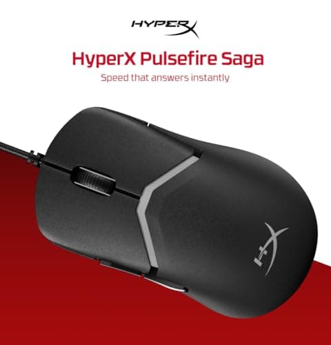 HyperX Pulsefire Saga USB Type-A Wired RGB Gaming Mouse, Up to 26K DPI, HyperX 26K Sensor, 69g Ultra-Lightweight, 6 programmable Buttons, 8K Hz Polling Rate, 24 Months Warranty – Black [A2PB3AA] 2