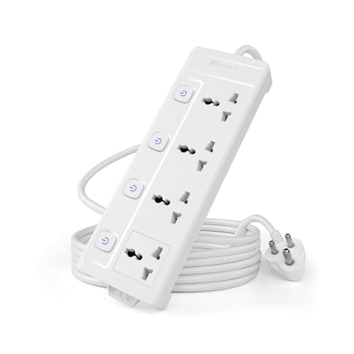 Cablet Extension Board 3 Meter Cable, 2500W 10A, 4 Universal Multi Plug Socket, 4 Individual Switches, 3 Mtr Heavy Duty Cord, LED Indicator, Power Strip for Home & Office Use