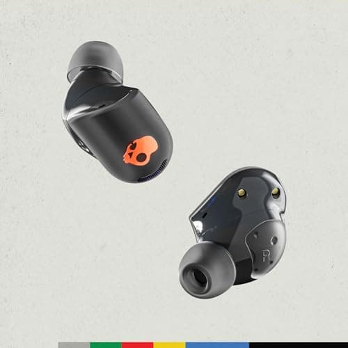 Skullcandy Sesh ANC Active True Wireless Bluetooth Earbuds with 4Mic Active Noise Cancellation,48Hr Battery,IP67 Waterproof Sports Earbuds,Multipoint Pairing,Google Fast Pair,Spotify Tap–Black/Orange 3
