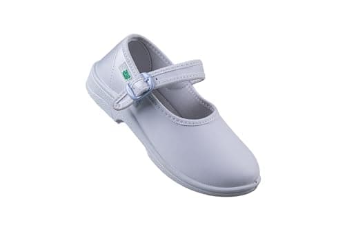 Titas Uniform School Shoes for Little Kids Girls with PVC | Quick-Wear | Stylish & Lightweight | Comfortable Footbed | White | Size - 1 | Age Group - 9-10 Years