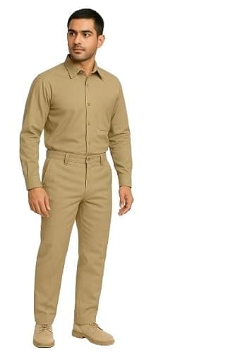 CHANDOKS Khaki Shirt and Pant Combo – Ideal Uniform for Drivers, Workers, & Daily Labor Use (in, Alpha, M, Regular, Shirt Size - 38 / Pant Size- 32)