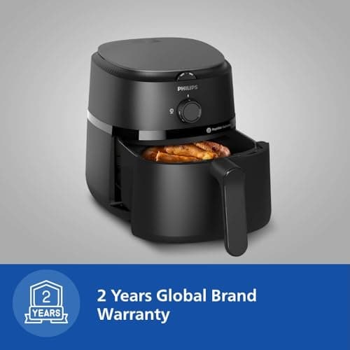 PHILIPS Air Fryer NA120/00, uses up to 90% less fat, 1500W, 4.2 Liter, with Rapid Air Technology (Black), Large 5