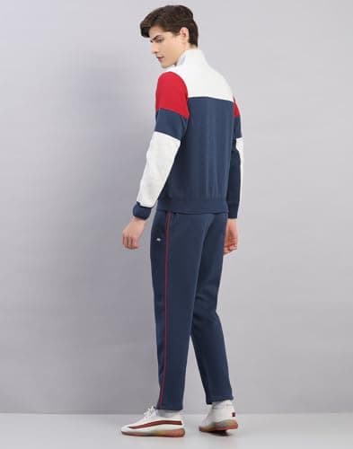 Monte Carlo Men's Regular Fit Colour Block Stand Collar Full Sleeve Tracksuit| Men Track Suit | Stylish Sportswear Set with Jacket and Lower | Activewear Set For Men's Blue M 4