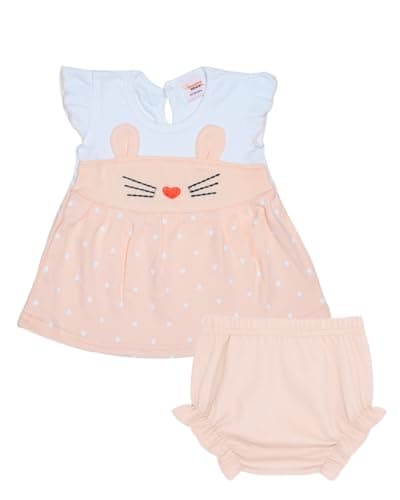 Happiee Bears Baby Girl Cotton Top & Bloomer Set – Summer Outfit for 18–24 Months | Infant & Toddler Girl Dress Combo | Soft Pure Cotton Clothes | Made in India (SG112)