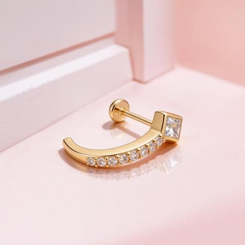 TOUCH925 Pure 925 Silver Square Zircon Solitaire Nose Pin for Women 3