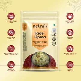 Netra’s Instant Rice Upma Mix – 200g Pack | Pack of 1 | Gluten-Free & Preservative-Free | Made with Premium Rice | Quick & Easy to Prepare | Perfect for Healthy Breakfast, Office Lunch, Travel 3