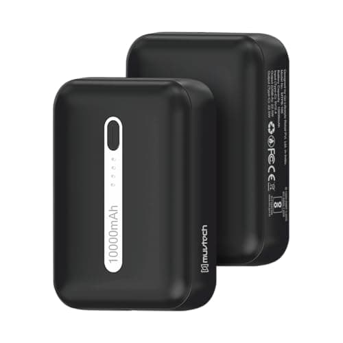Muvtech Zip 10 Pocket Size 10000mAh Mini Power Bank, 22.5W Fast Charging, Dual Output USB-A & Type-C Ports, Compact Pocket Size, LED Indicators, Travel Friendly, Portable (Black) 2