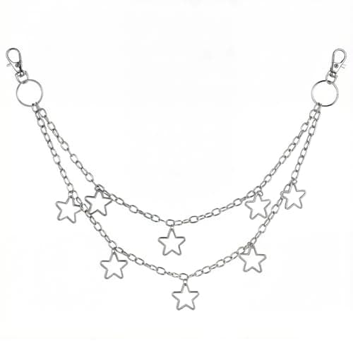 BendJoy® Star Punk Layered Pant Chain for Men & Women | Gothic Waist Accessory with 5-Point Star Pendant, 2-Layer Design for Jeans & Trousers
