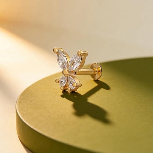 TOUCH925 Pure 925 Silver Sparkling Butterfly Nose Pin for Women 2