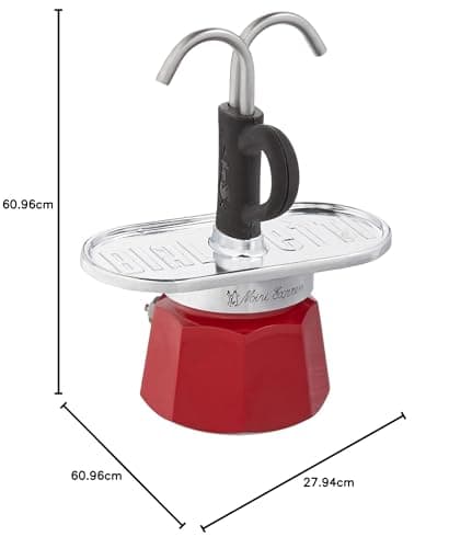 Bialetti Mini Express Magritte Stovetop Coffee Maker – Aluminum 2-Cup Espresso Maker with 2 Shot Glasses, Compact Moka Pot for Home & Office, Durable Coffee Maker for Rich Aromatic Espresso Brewing 5
