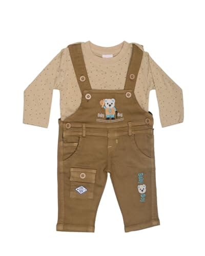 Baby Boy Dungaree Set Soft Cotton T-Shirt & Denim Style | Birthday & Outfit for Infants & Toddlers | Stylish & Comfortable Daily Outfit | 0-6M, 6-12M, 12-18M | Made in India