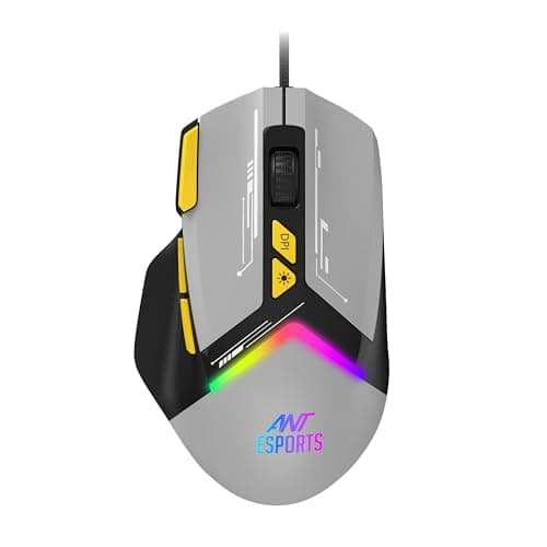 Ant Esports GM333 RGB Wired Gaming Mouse 12800 DPI Optical Mouse 1000Hz Polling Rate 8 Programmable Buttons Huano Switches Ergonomic Design Backlit Lighting Braided Cable PC Laptop FPS MMO Accessory