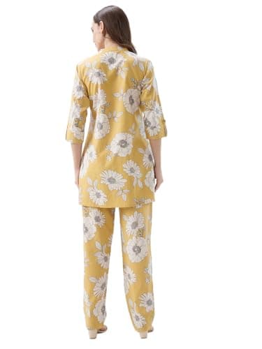 AV2 Maternity Nursing and Feeding Kurta Set | Nursing Zippers | Pre and Post Pregnancy | Raw Silk | Kurta Pant Set | Coord Set Yellow Large 4181 2