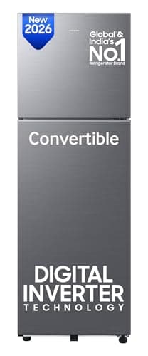 Samsung 256 L, 3 Star, Convertible, Digital Inverter Frost Free Double Door Refrigerator (RT40H30U3THL, Silver, Matt Doi Metal, 2026 Model)