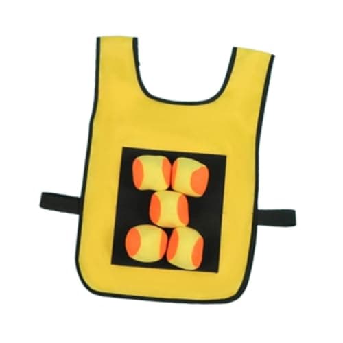 HEAVENGLOW Dodgeball Game Playground Game Toy Toss Soft Toy Balls for Lawn Beach Indoor Yellow Kids|Toys & Hobbies | Outdoor Toys & Structures | Dart Guns & Soft Darts|1 Vest5 Sticky Balls