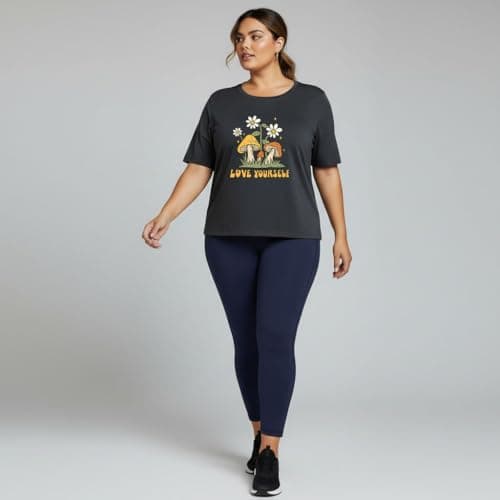Khakey Womens Charcoal Round Neck Half Sleeve Graphic Printed Plus Size Tshirt(Charcoal_752) 4