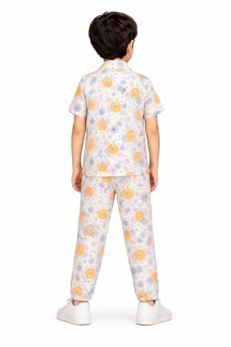 3BROS Unisex Pure Cotton Short Sleeve Kids Night Dress for Boys & Girls Nightwear/Sleepsuit/Sleepwear/Loungewear Night Suit for Boys and Girls Top and Pyjama Combo Set (Multicolor-22, 7-8 Years) 4