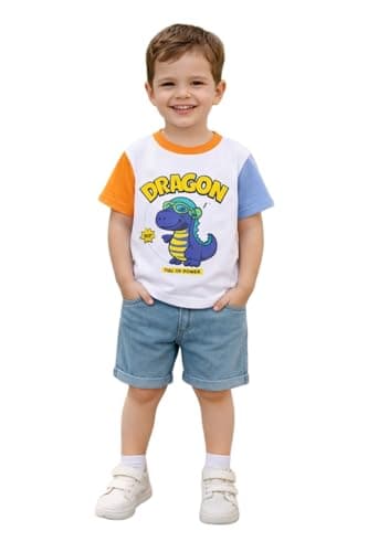 Indhrani Cotton Kids Clothes for Boys with Printed T-Shirt & Shorts | Comfortable Baby Boy Dress for Playtime & Outings | Soft Kids Dress Boy Outfit Designed for Style (White 01, 2-3 year)