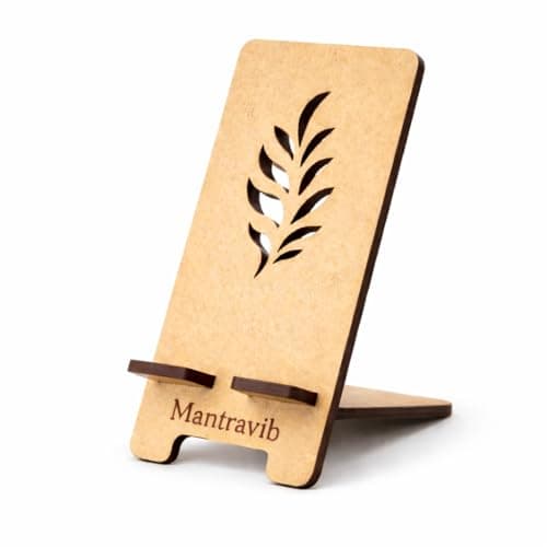 Mantravib Wooden Mobile Stand for Table Universal Phone Holder for Desk, Office Bedside Mobile Stand for Video Calls, Online Classes Sturdy MDF