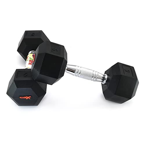 RUBX Rubber Coated Professional Exercise Hex Dumbbells (Pack Of 2) 5 Kg X 2Pc (Total = 10 Kg), Silver 4